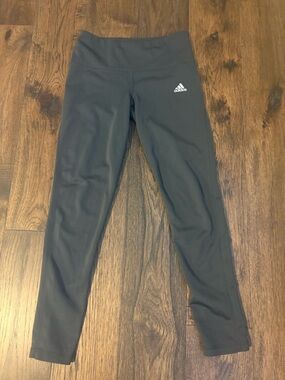 Adidas, charcoal gray leggings, size small, high rise, athletic workout pants